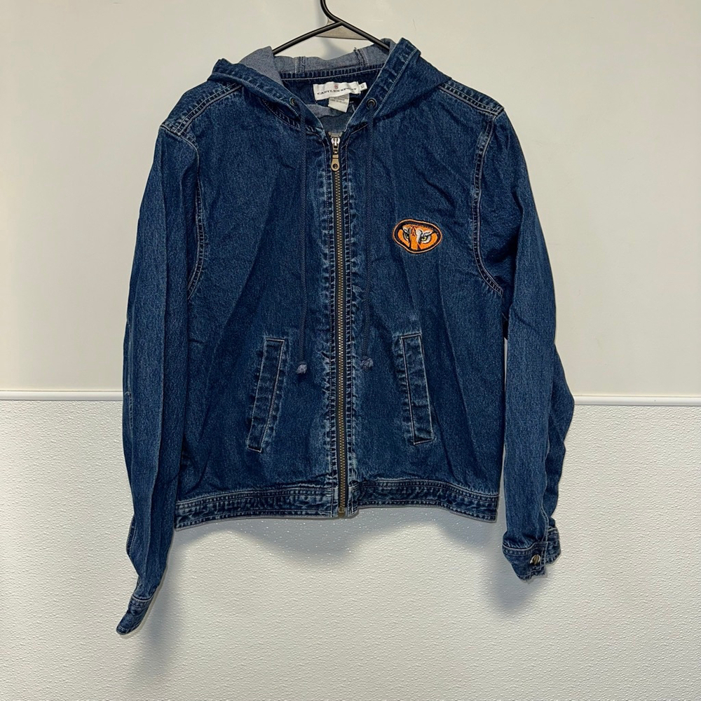 Women’s Castles Sport Hooded Jean Jacket XL Blue Auburn Tigers University Zip Up - Picture 11 of 12